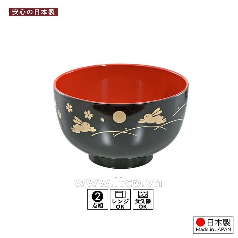Bát nhựa tròn họa tiết thỏ & trăng (Ø11×6.5cm)