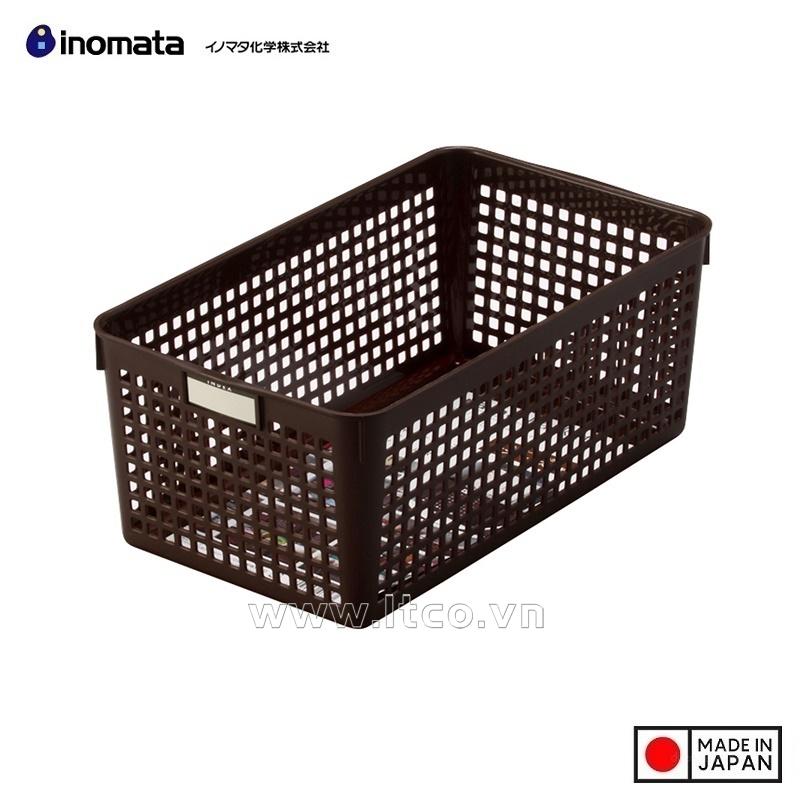 Rổ nhựa đa dụng Inomata size M - Màu nâu
