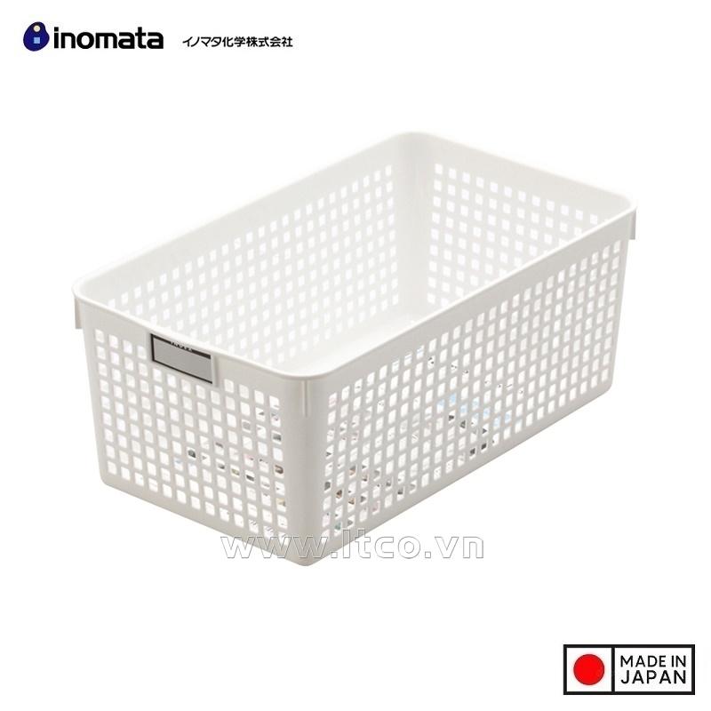 Rổ nhựa đa dụng Inomata size M - Màu trắng