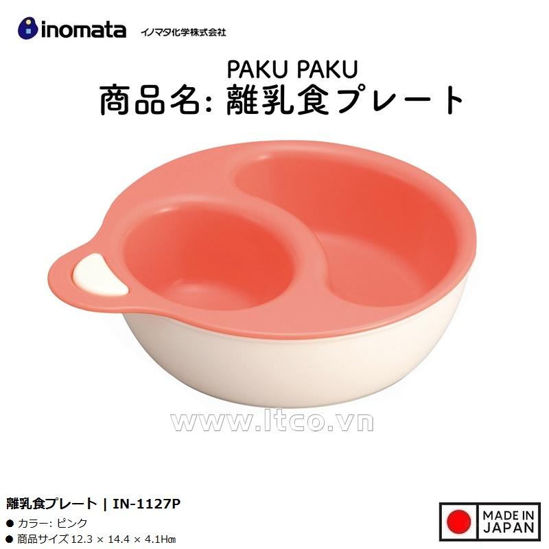 Bộ bát ăn dặm chia ngăn Inomata Paku - Màu hồng