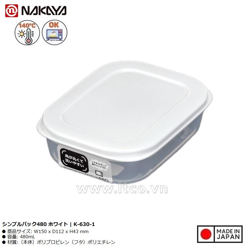 Hộp đựng thực phẩm Nakaya Container 480ml - Nắp trắng
