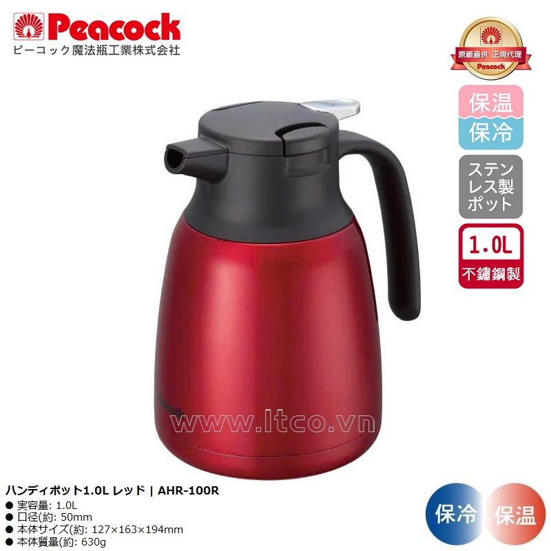 Bình giữ nhiệt Peacock Handy Pot 1.0L - Màu đỏ