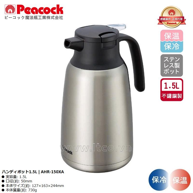 Bình giữ nhiệt Peacock Handy Pot 1.5L - Màu xám