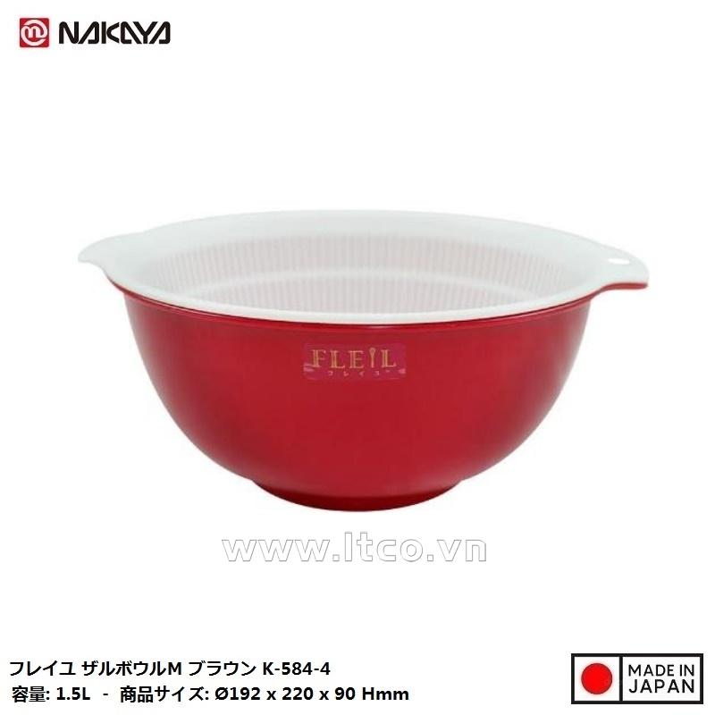 Bộ rổ tròn 2 lớp Nakaya Freille size M 1.5L - Màu đỏ