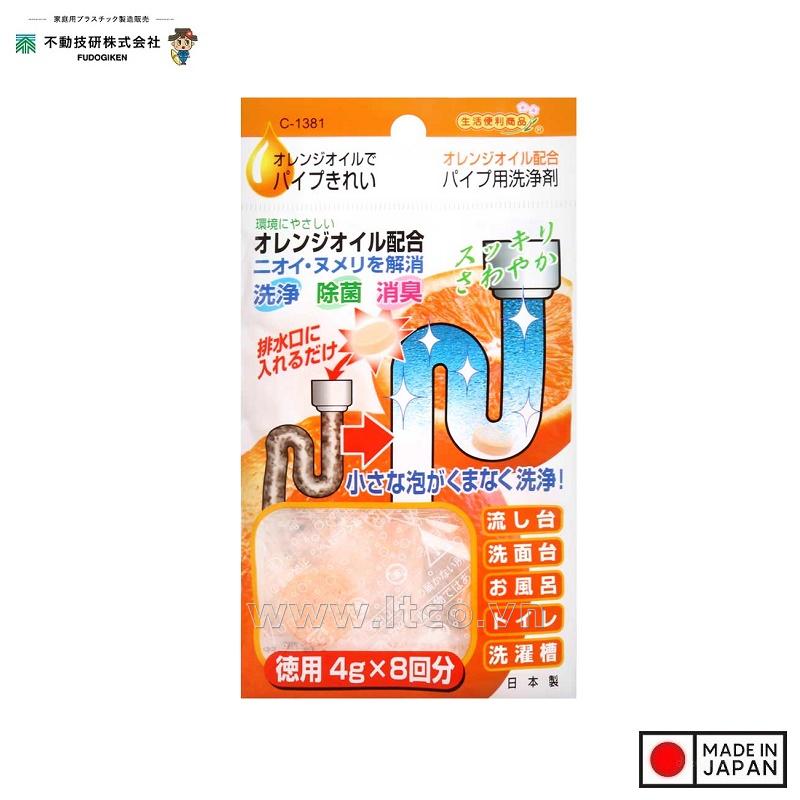 Set 07 viên tẩy rửa khử mùi ống nước hương cam 4gx7 viên