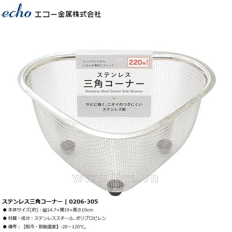Rổ góc inox hình tam giác có chân đế Echo Metal