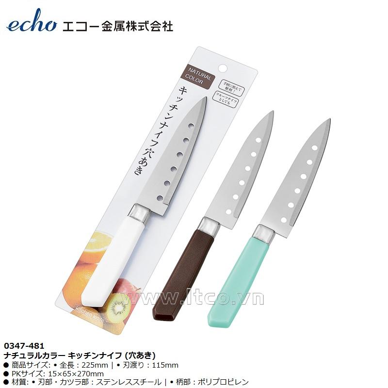 Dao gọt trái cây đục lỗ Echo 22.5cm - |Xanh|Trắng|Nâu|