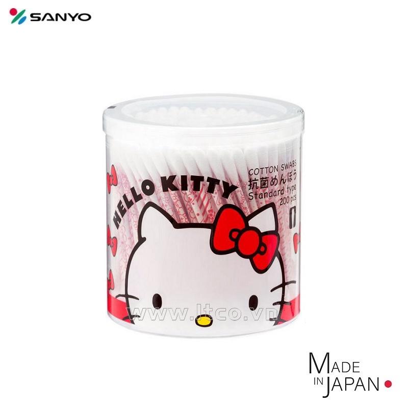 Hộp 200 tăm bông kháng khuẩn Sanyo Hello Kitty