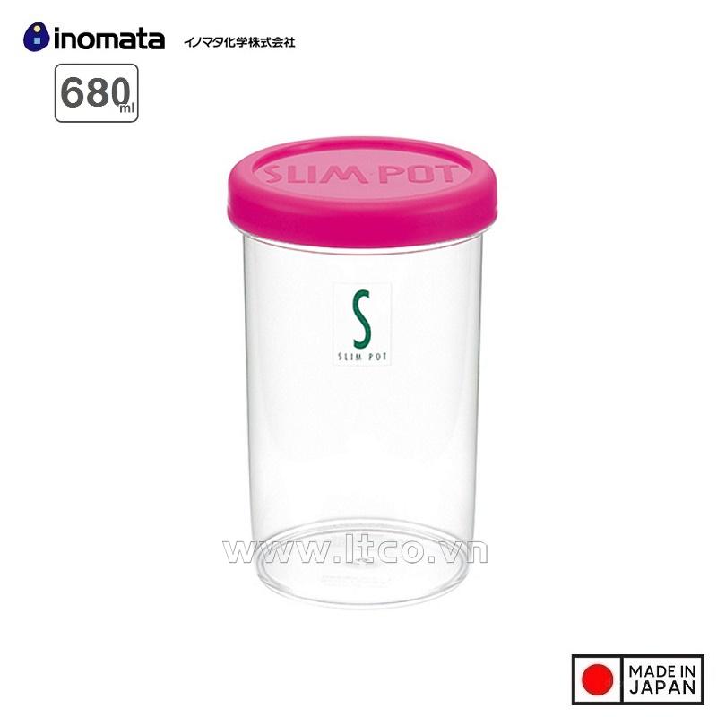 Hộp đựng đồ khô Slim Pot 680ml - nắp hồng