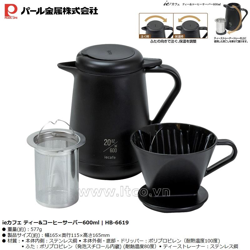Bình giữ nhiệt 3 in1 pha trà & Cafe Pearl Metal 600ml