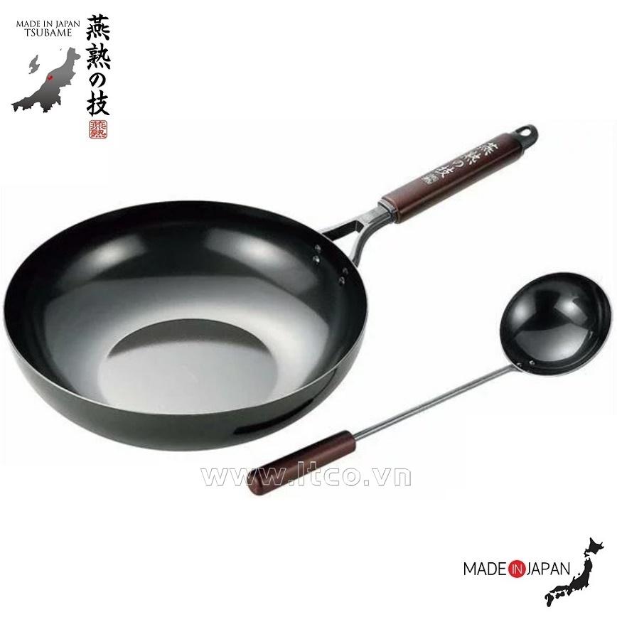 Bộ chảo xào chống dính đáy từ Ø30cm kèm muôi xào Tsubame