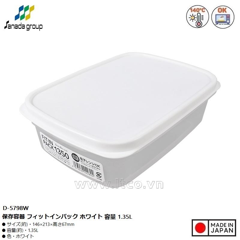 Hộp đựng thực phẩm nắp mềm Fit in Pack 1350ml - Trắng