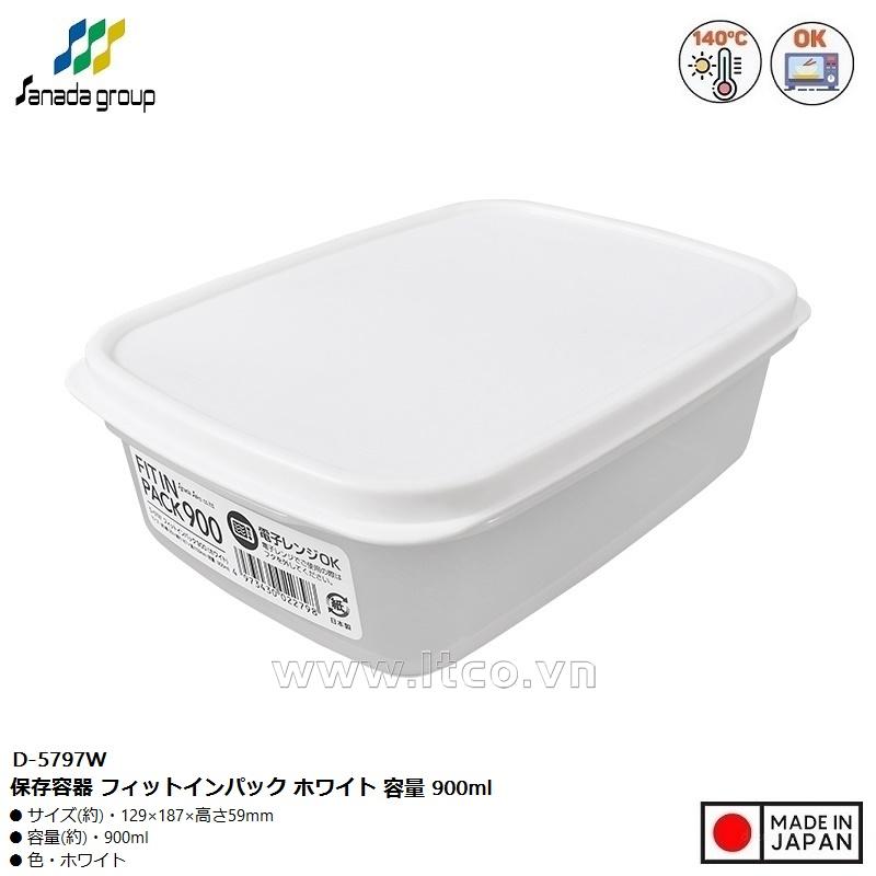 Hộp đựng thực phẩm nắp mềm Fit in Pack 900ml - Trắng