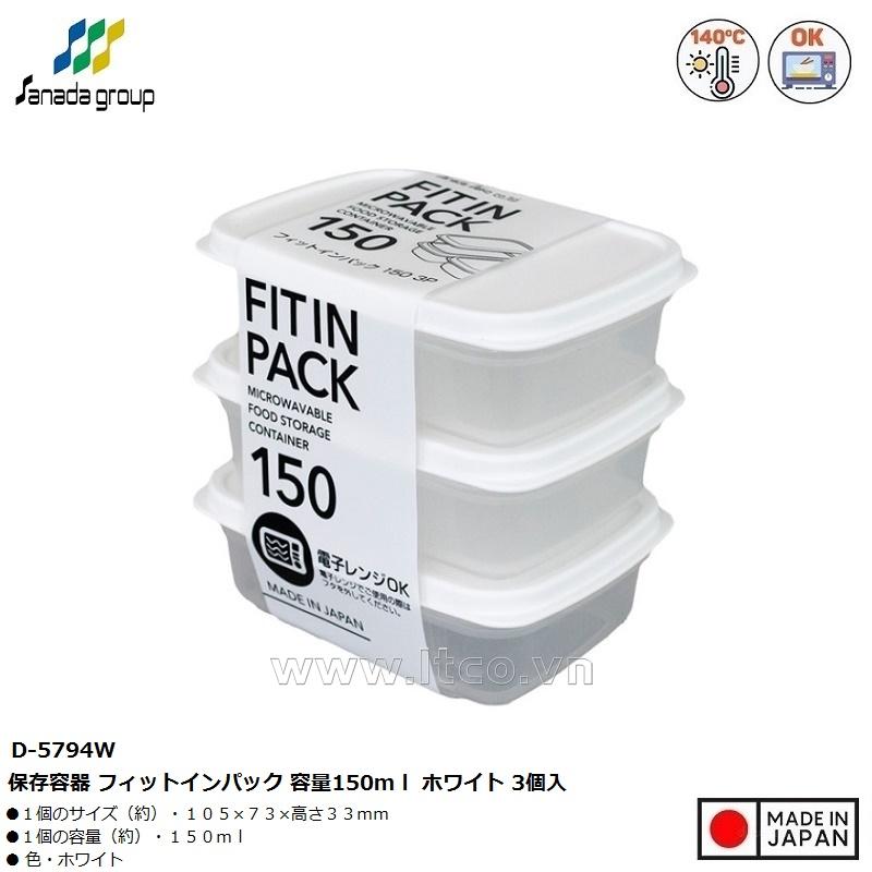 Set 03 hộp thực phẩm nắp mềm Fit in Pack 150ml - Trắng