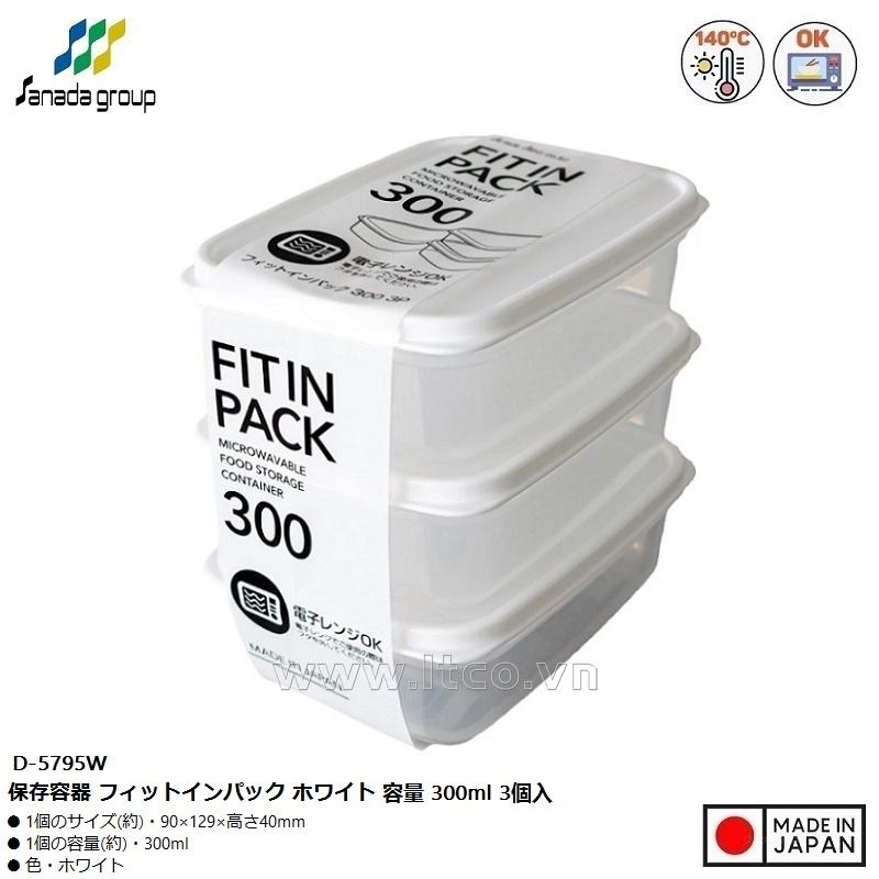 Set 03 hộp thực phẩm nắp mềm Fit in Pack 300ml - Trắng