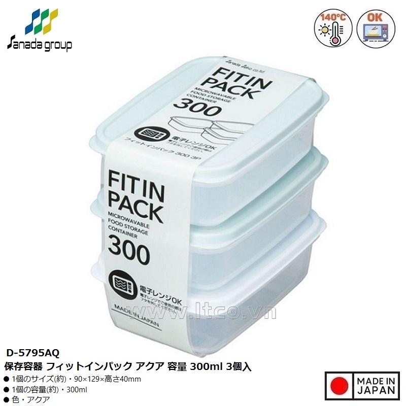 Set 03 hộp thực phẩm nắp mềm Fit in Pack 300ml - Xanh mint