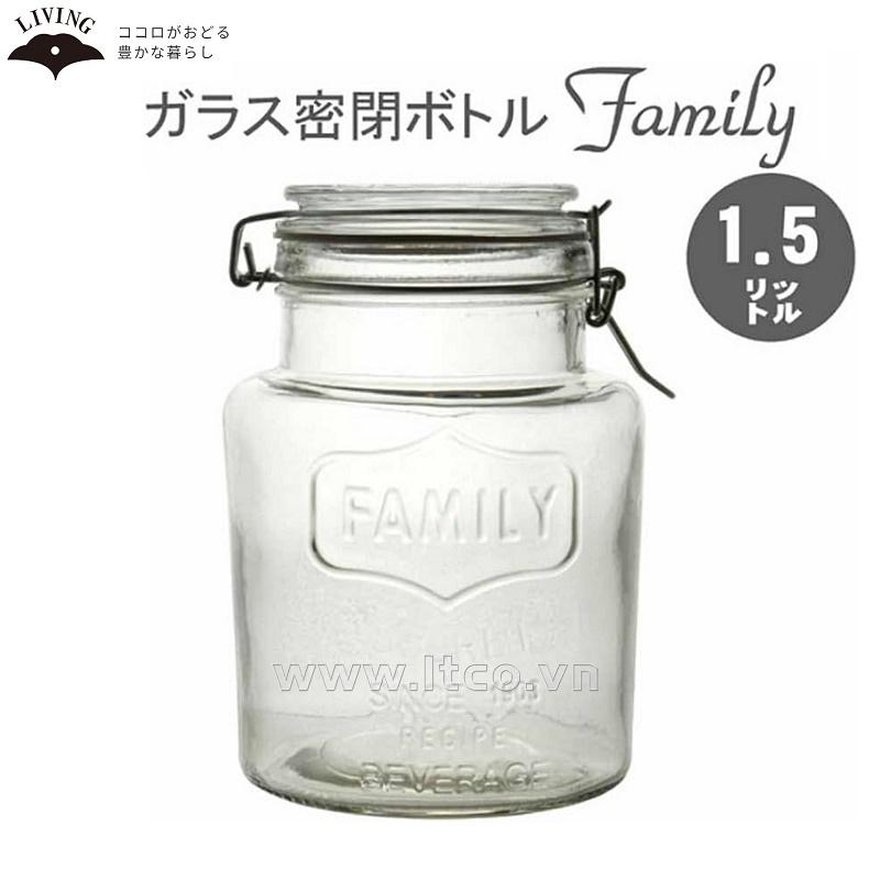 Hũ thủy tinh nắp khóa bật, gioăng kín Living 1,5L