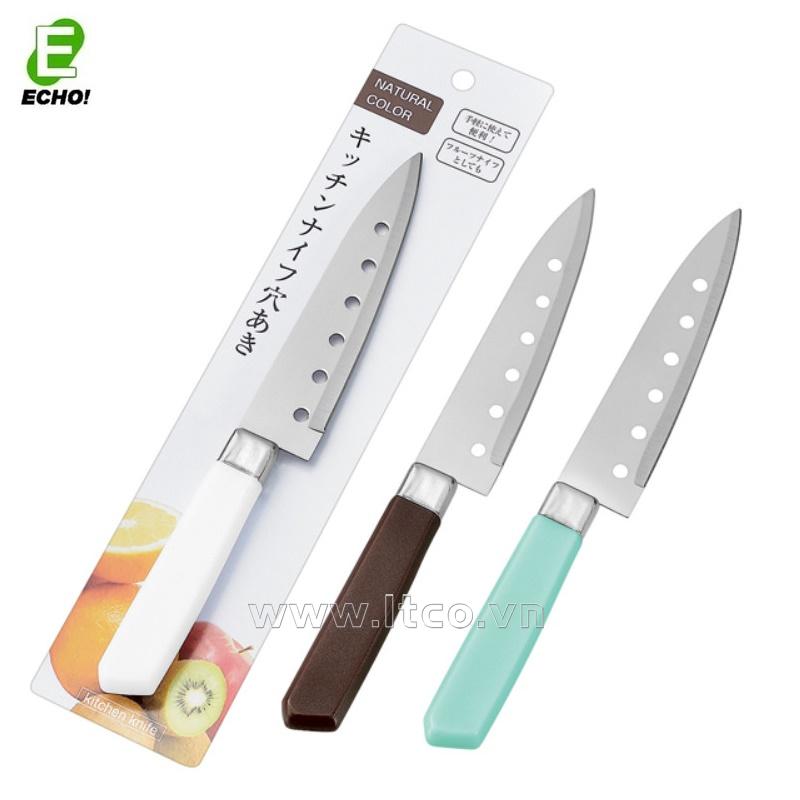 Dao gọt trái cây đục lỗ Echo 22.5cm - |Xanh|Trắng|Nâu|