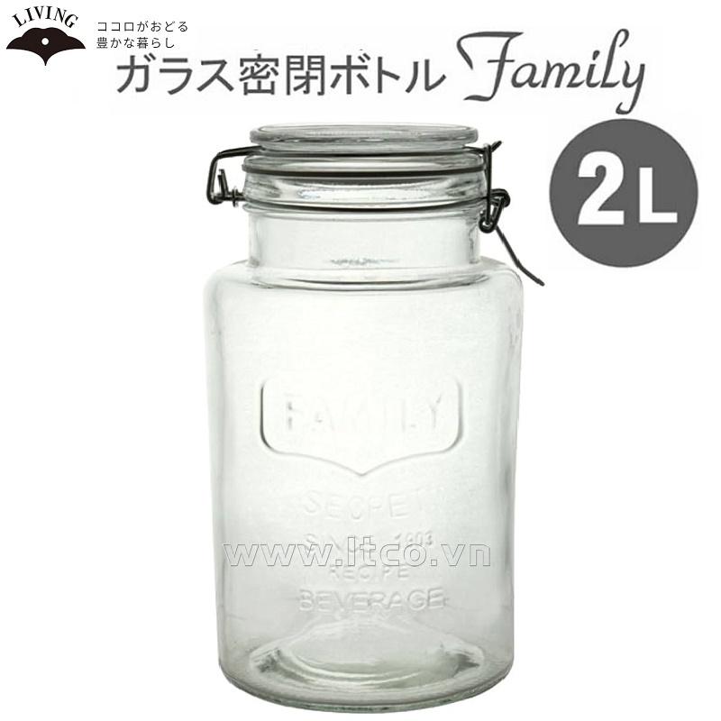 Hũ thủy tinh nắp khóa bật, gioăng kín Living 2.0L