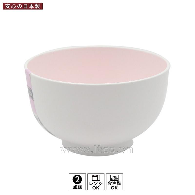 Bát tròn cỡ to - Màu trắng lòng màu hồng