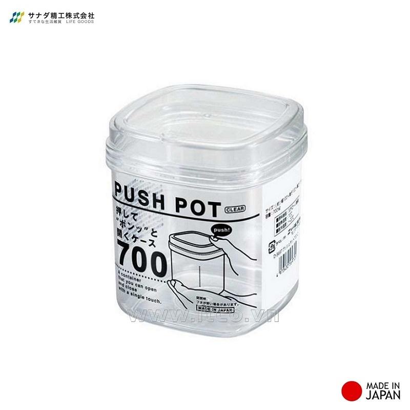 Hộp đựng thực phẩm Push Pot 700ml - Trắng trong
