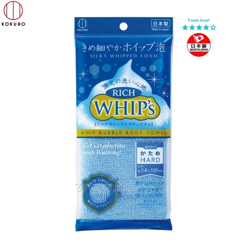 Khăn tắm tạo bọt Whip's (loại vừa bọt) - Xanh dương