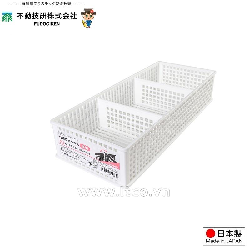 Rổ chữ nhật đựng đồ 03 ngăn, vách rời L-WH