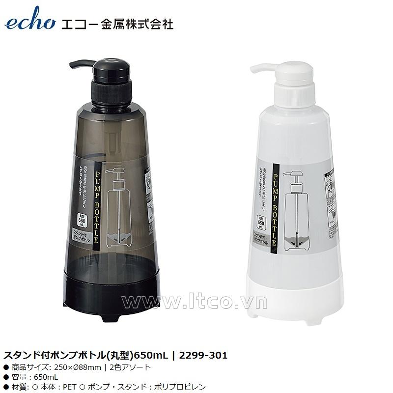 Chai đựng dầu gội, sữa tắm có vòi bơm Echo 650ml (Tròn)