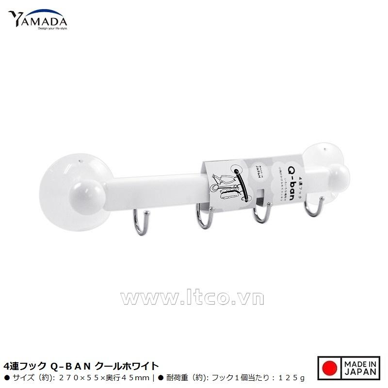 Thanh nhựa 4 móc treo đồ núm hít chân không - New