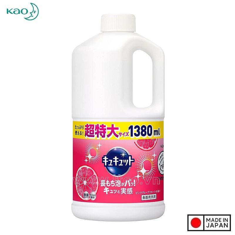 Nước rửa chén bát Kao Kyukyuto 1380ml - Hương cam đỏ