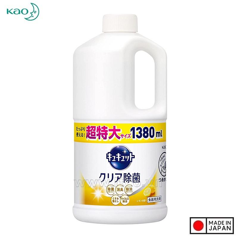 Nước rửa chén bát Kao Kyukyuto 1380ml - Hương chanh