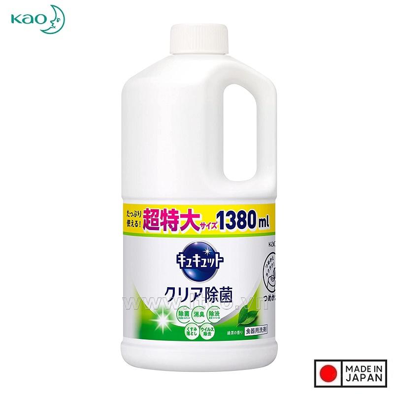 Nước rửa chén bát Kao Kyukyuto 1380ml - Hương trà xanh