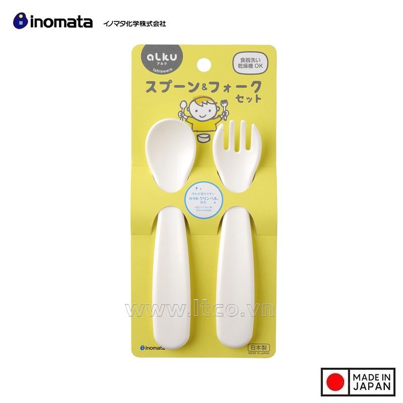 Set thìa nĩa nhựa cho bé Inomata Alku