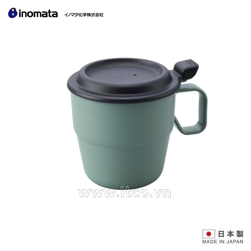 Cốc uống nước có nắp Inomata 360ml - Màu xanh