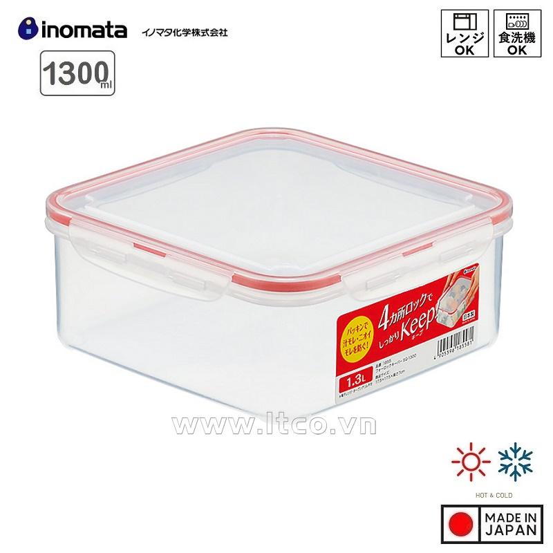 Hộp đựng thực phẩm vuông Inomata 1.3L