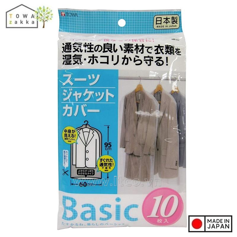 Set 10 túi bọc quần áo treo tủ chống bụi, chống côn trùng Towa Basic