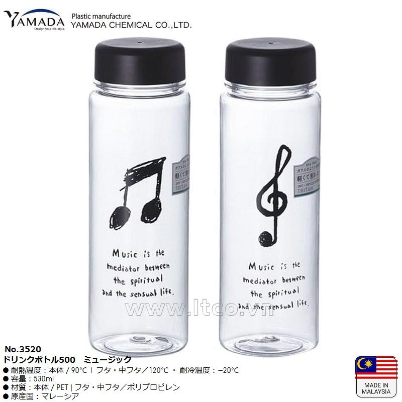 Bình nước tritan Yamada Music 500ml
