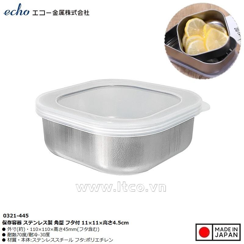Hộp inox đựng thực phẩm Echo nắp vuông Ø10cm