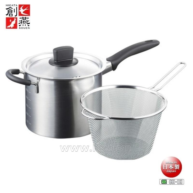 Bộ nồi xửng hấp inox có tay cầm Tsubame 18cm