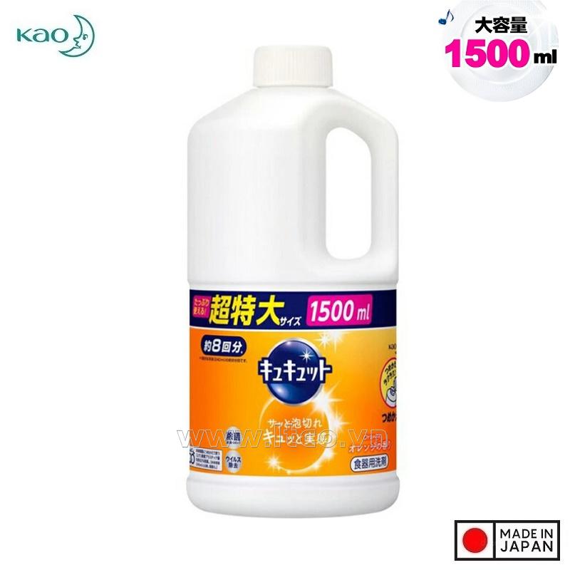 Nước rửa chén bát Kao Kyukyuto 1.5L - Hương Cam