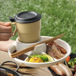 Cốc uống nước có nắp Inomata 360ml - Màu be_5