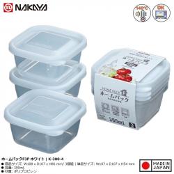 Bộ 3 hộp thực phẩm Nakaya 300ml - Nắp trắng_A
