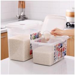 Thùng gạo có bánh xe, kèm cốc đong Inomata 10kg_6