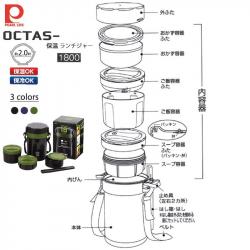 Cà Men / hộp cơm giữ nhiệt 3 ngăn Pearl Metal Octas 20_7