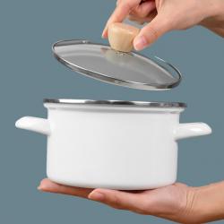 Nồi tráng men nắp kính Pearl Metal Amulet Ø18cm - Trắng_10