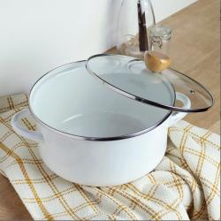 Nồi tráng men nắp kính Pearl Metal Amulet Ø20cm - Trắng_6