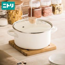 Nồi tráng men nắp kính Pearl Metal Amulet Ø22cm - Trắng_2