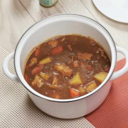 Nồi tráng men nắp kính Pearl Metal Curry Chef Ø20cm- Trắng_3