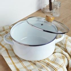 Nồi tráng men nắp kính Pearl Metal Curry Chef Ø20cm- Trắng_7