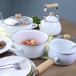 Nồi tráng men nắp kính Pearl Metal Curry Chef Ø20cm- Trắng_12